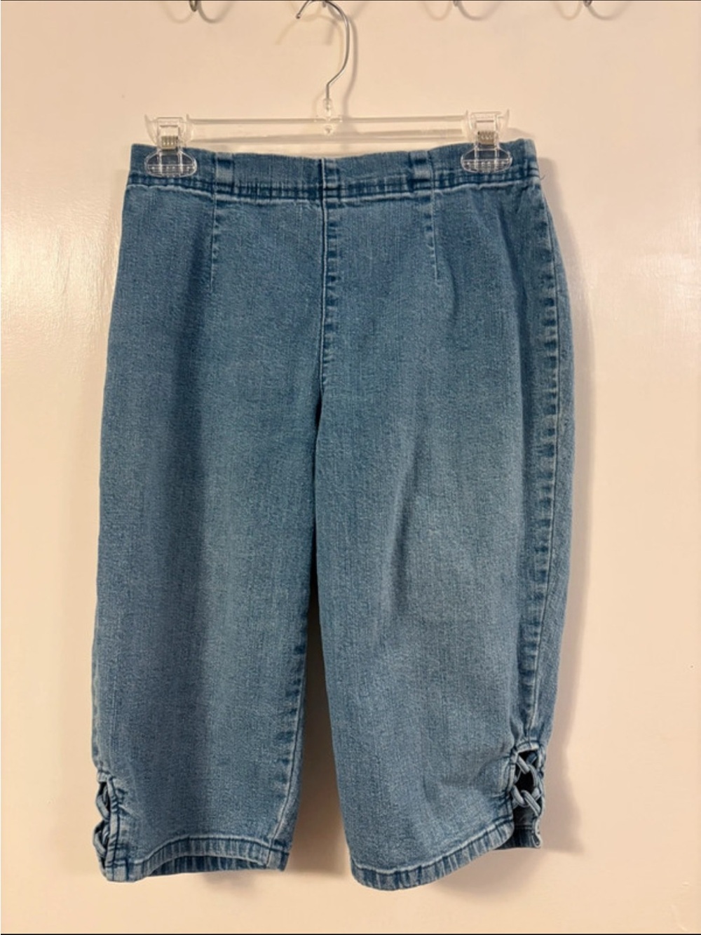 croft & barrow Light Blue Denim Cropped Capri Jeans with Side Tie